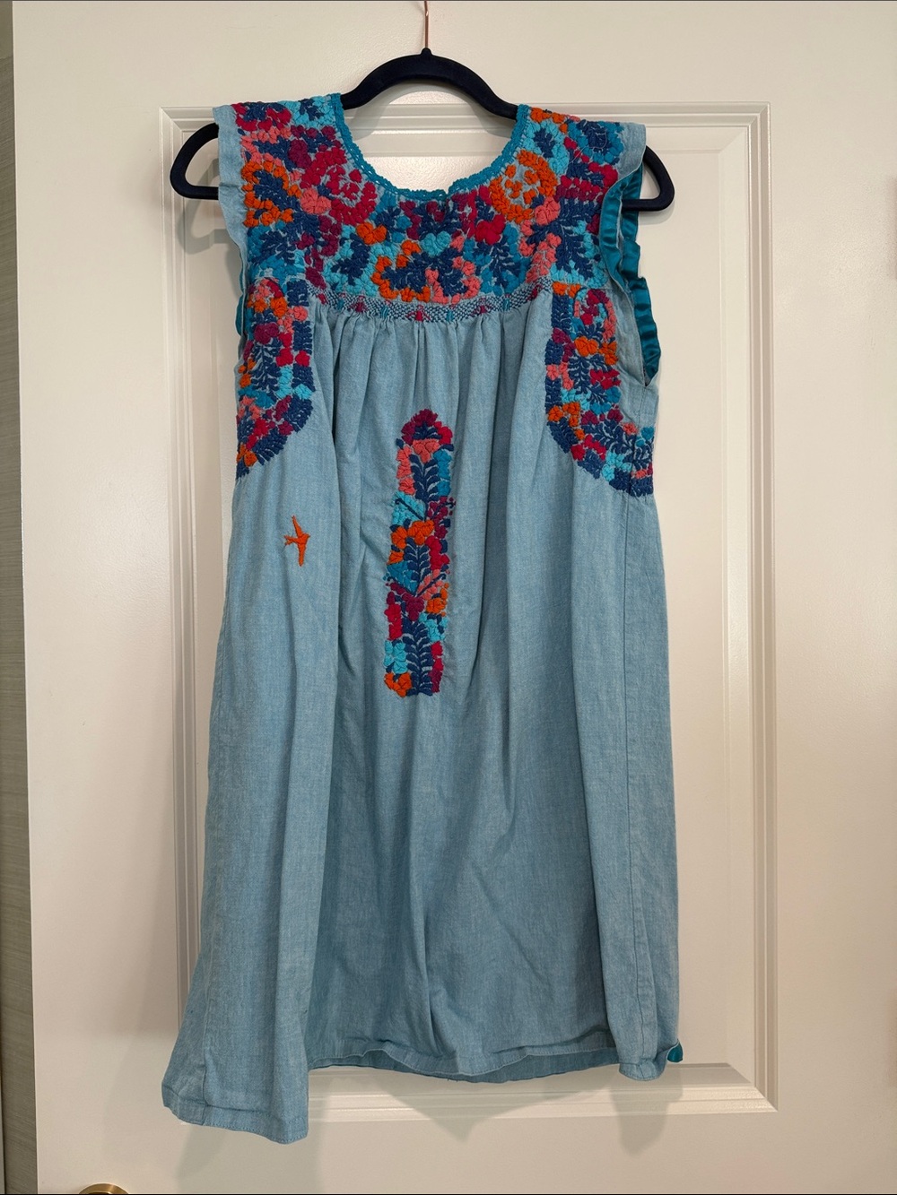 Light Blue Embroidered Sleeveless Dress